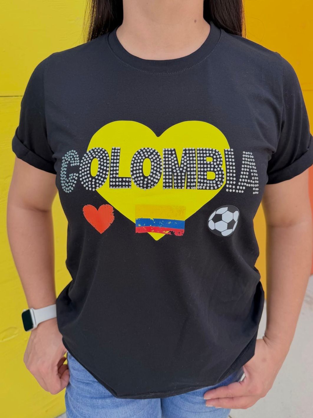 Colombia Heart Rhinestones negra