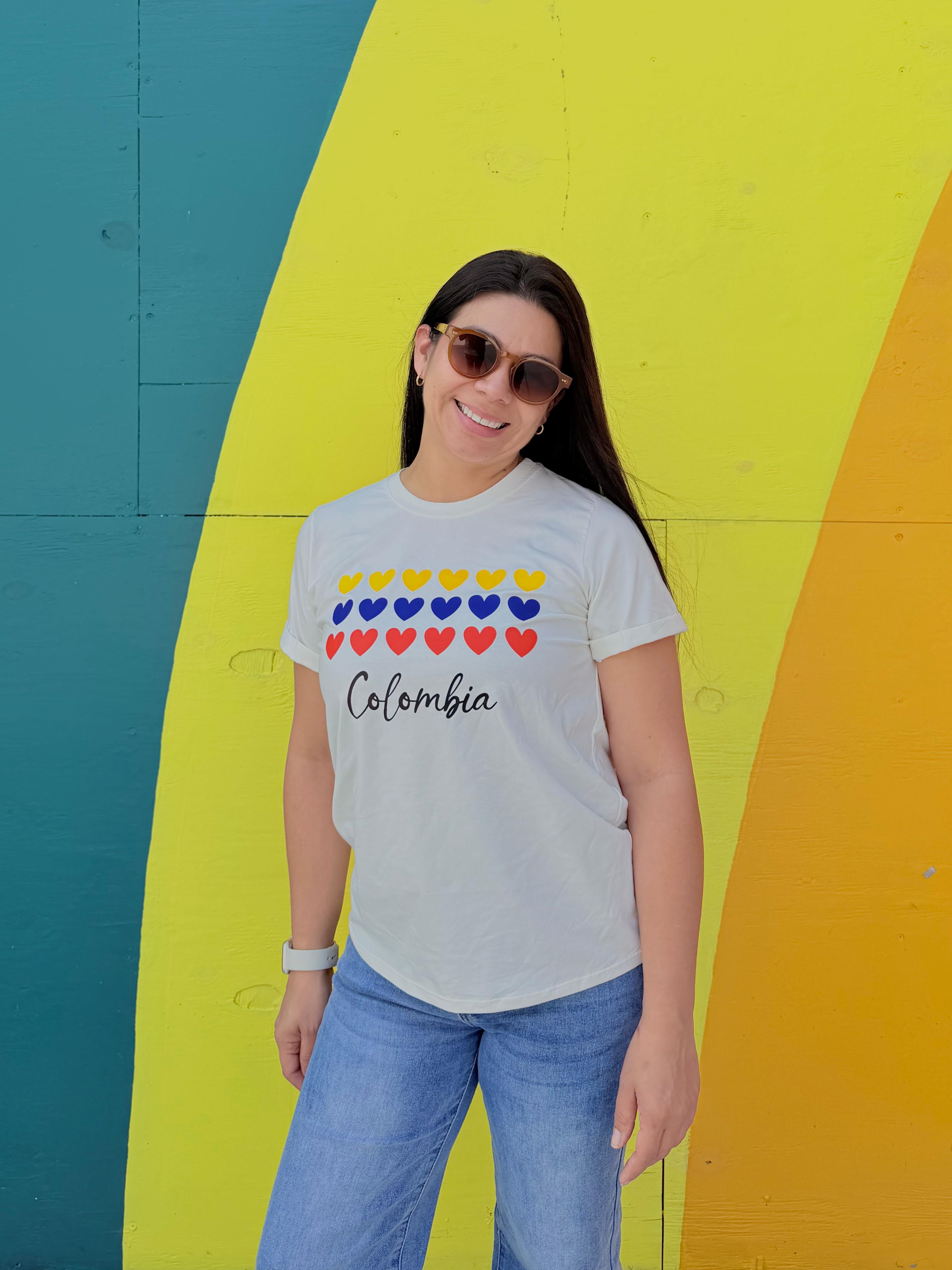 Colombia Corazones Flag blanca